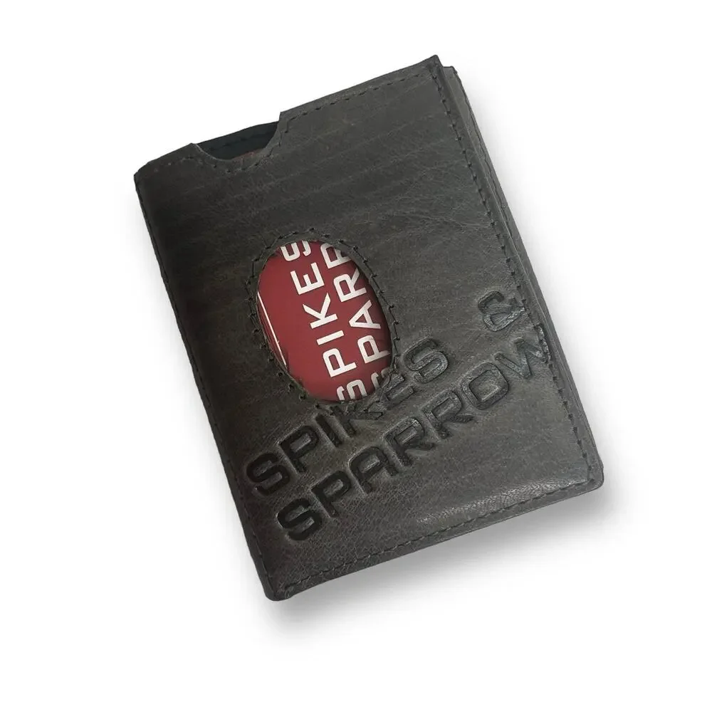 Spikes and Sparrow Austin Retro Gray Leather Snap Trifold Wallet RFID Protected
